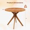 Patio Dining Table Round 35.5 Inch Eucalyptus Wood Slatted Outdoor Table Teak